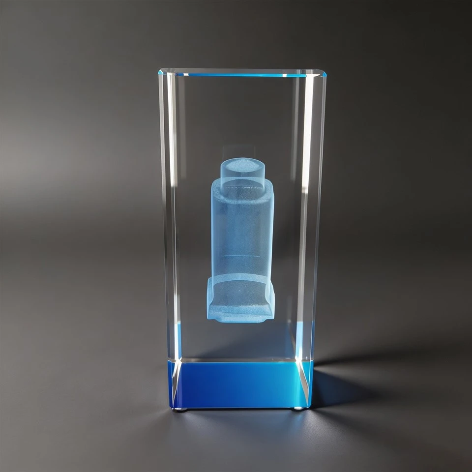 3D Engraved Crystal Scroll Recognition Award factory