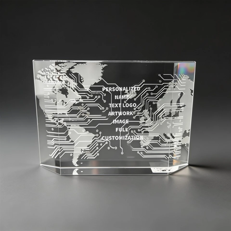Trapezoid Crystal 3D Technology Display Block suppliers
